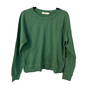 Ae77 Women’s Long Sleeve Round Neck Green Cotton Sweater Sz L NWT